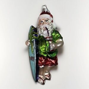 Christmas Ornament Surfer Santa 2004 Vintage Merck Family Old World Aloha Shirt
